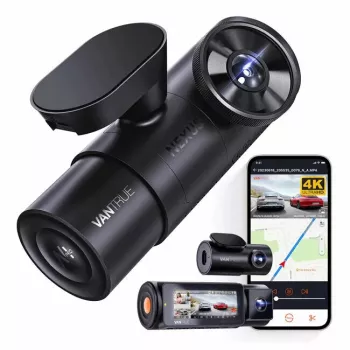 Dashcam VANTRUE N4 PRO 3-kanálová dashcam, hlavná kamera 3840×2160, 165° vpredu, 160° interiér, GPS, Wi‑Fi, IPS displej, MicroSD až do 512GB