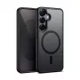 Crong Hybrid Matte magnetické puzdro pre Samsung Galaxy S25 — TPU+PC, magnetické krúžky, čierna