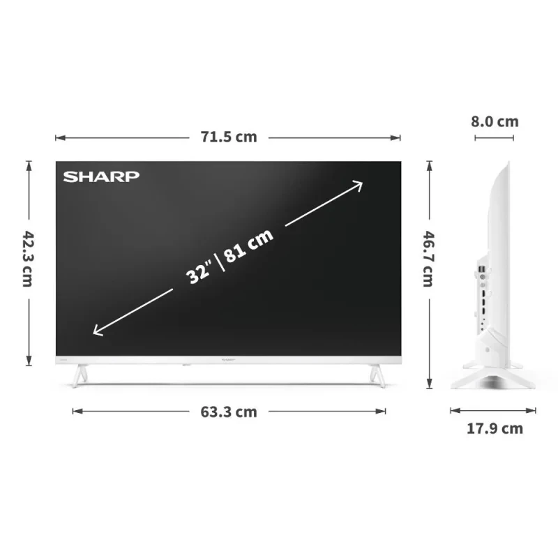 Sharp LC-32HF2265EW 81,3 cm (32 palcov) HD Smart TV WLAN biela