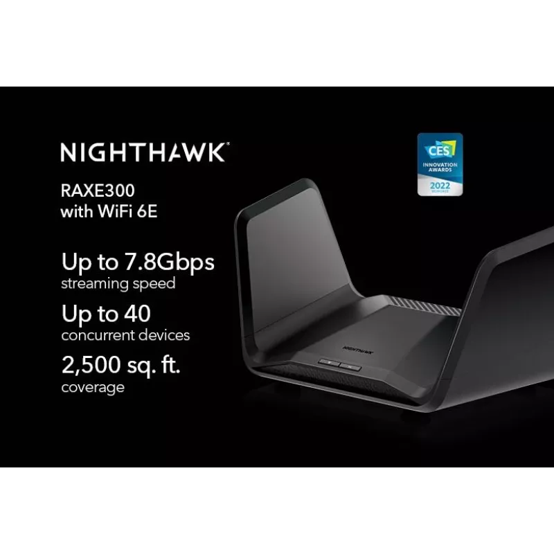 Netgear Nighthawk RAXE300 bezdrôtový router, Wi-Fi 6E, 4-portový switch