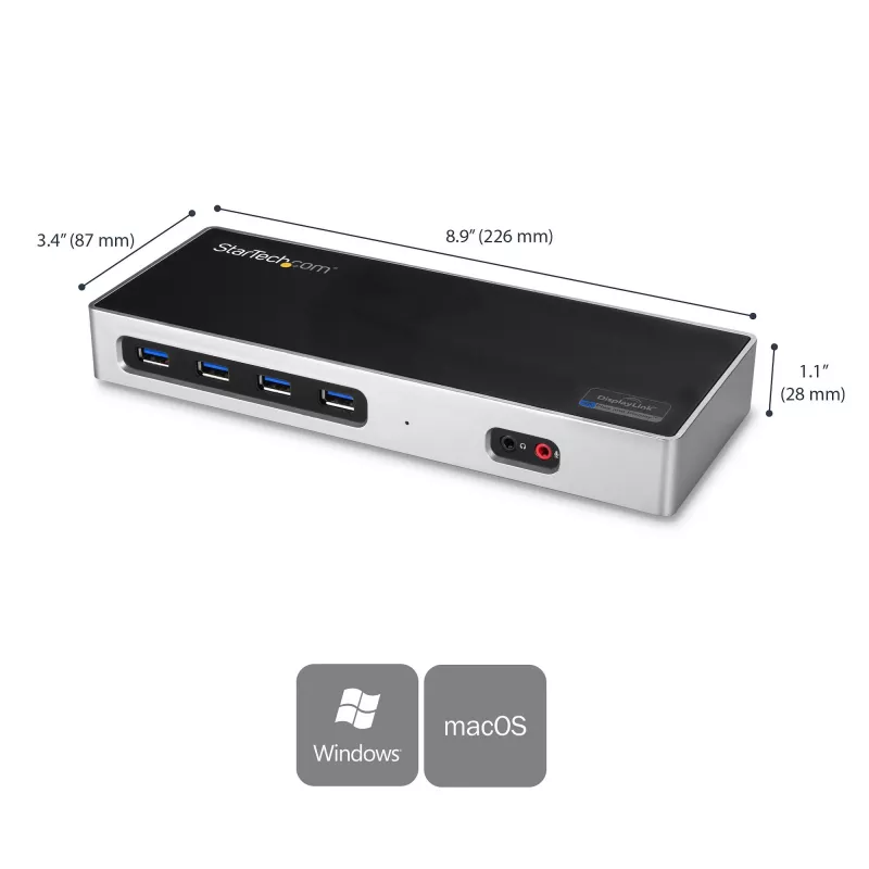 StarTech.com USB-C & USB-A dock - Dual-Monitor 4K 60Hz dock DisplayPort + HDMI - hybridná USB 3.0 dokovacia stanica pre USB-C alebo USB-A notebooky - 6x USB Type-A, GbE - USB 3.1 Gen 1 - Mac/Windows