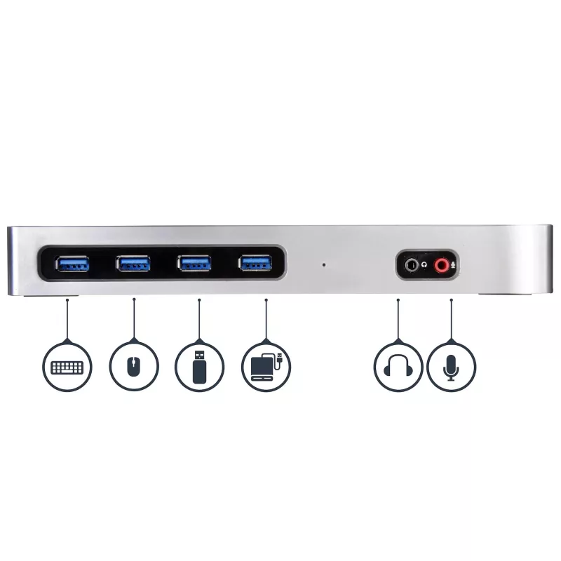 StarTech.com USB-C & USB-A dock - Dual-Monitor 4K 60Hz dock DisplayPort + HDMI - hybridná USB 3.0 dokovacia stanica pre USB-C alebo USB-A notebooky - 6x USB Type-A, GbE - USB 3.1 Gen 1 - Mac/Windows