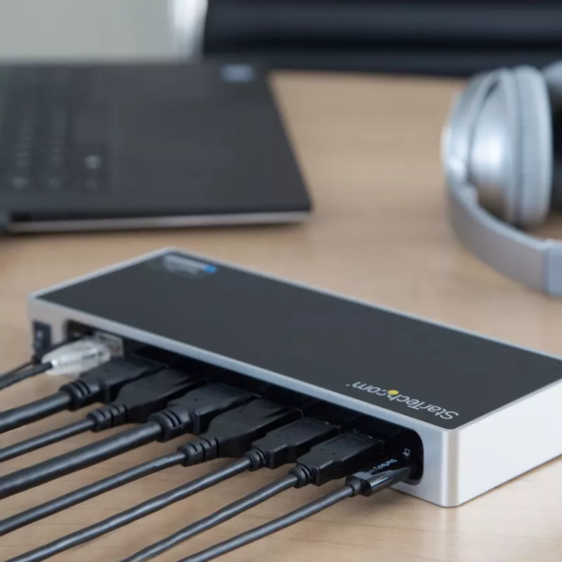 StarTech.com USB-C & USB-A dock - Dual-Monitor 4K 60Hz dock DisplayPort + HDMI - hybridná USB 3.0 dokovacia stanica pre USB-C alebo USB-A notebooky - 6x USB Type-A, GbE - USB 3.1 Gen 1 - Mac/Windows