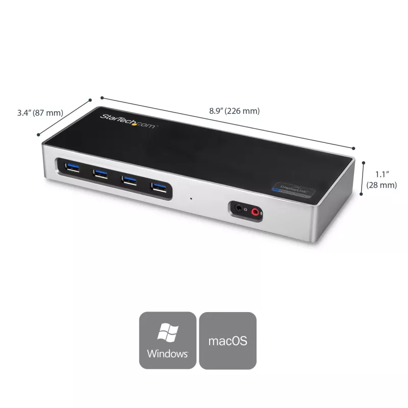 StarTech.com USB-C & USB-A dock - Dual-Monitor 4K 60Hz dock DisplayPort + HDMI - hybridná USB 3.0 dokovacia stanica pre USB-C alebo USB-A notebooky - 6x USB Type-A, GbE - USB 3.1 Gen 1 - Mac/Windows