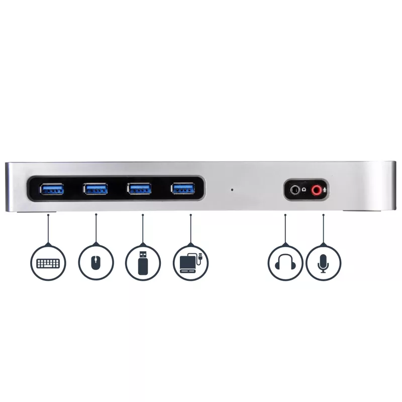 StarTech.com USB-C & USB-A dock - Dual-Monitor 4K 60Hz dock DisplayPort + HDMI - hybridná USB 3.0 dokovacia stanica pre USB-C alebo USB-A notebooky - 6x USB Type-A, GbE - USB 3.1 Gen 1 - Mac/Windows