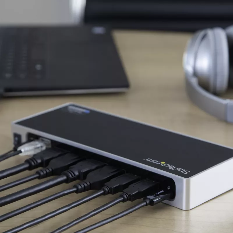 StarTech.com USB-C & USB-A dock - Dual-Monitor 4K 60Hz dock DisplayPort + HDMI - hybridná USB 3.0 dokovacia stanica pre USB-C alebo USB-A notebooky - 6x USB Type-A, GbE - USB 3.1 Gen 1 - Mac/Windows
