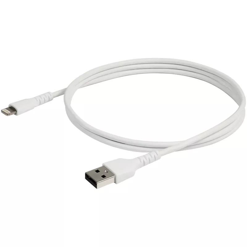 StarTech.com 3 stopy (1m) robustný biely USB-A na Lightning kábel – ťažký rugged aramidové vlákno USB Type-A na Lightning nabíjací/synchronizačný kábel – Apple MFi certifikovaný iPad/iPhone 12