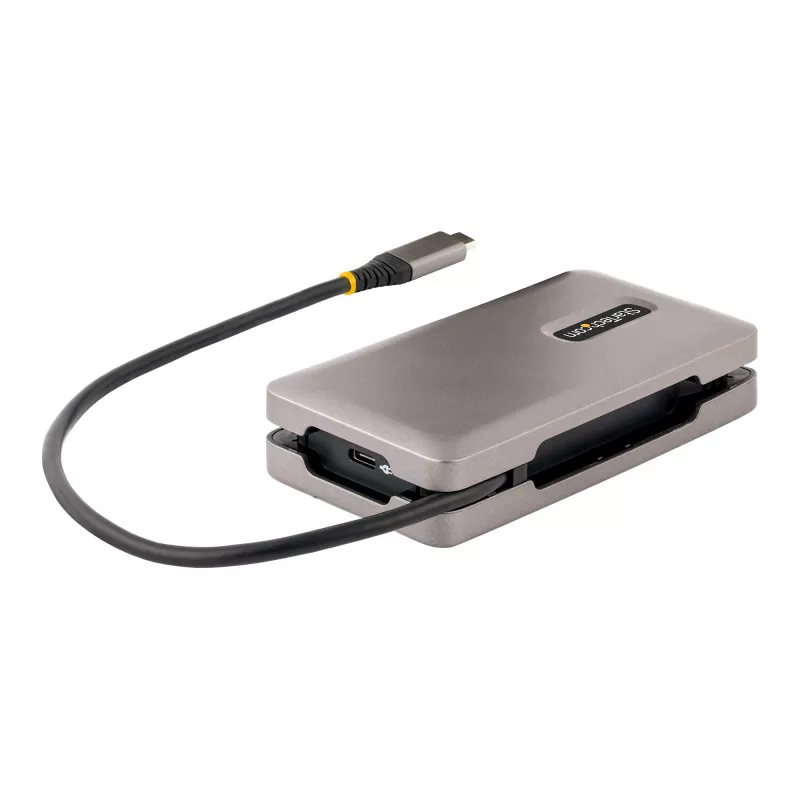 StarTech.com USB-C multiport adaptér, 4K 60Hz HDMI 2.0b, HDR, USB 3.2 Gen 2 10Gbps hub (2xUSB-C, 1xUSB-A), 100W PD Pass-Through, mini travel dock, 12 palcov/30cm kábel, dokovacia stanica pre notebook