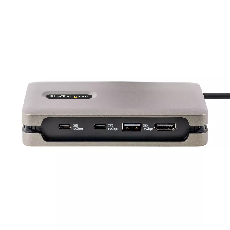 StarTech.com USB-C multiport adaptér, 4K 60Hz HDMI 2.0b, HDR, USB 3.2 Gen 2 10Gbps hub (2xUSB-C, 1xUSB-A), 100W PD Pass-Through, mini travel dock, 12 palcov/30cm kábel, dokovacia stanica pre notebook