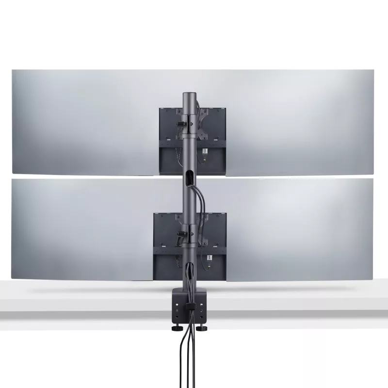 StarTech.com držiak na stôl pre 2 vertikálne stohované monitory, dual 49 palcov, celkovo 32 kg, C-svorka, Quick-Release VESA systém, širokouhlý 16:9/Ultraširoký 32:9, TAA