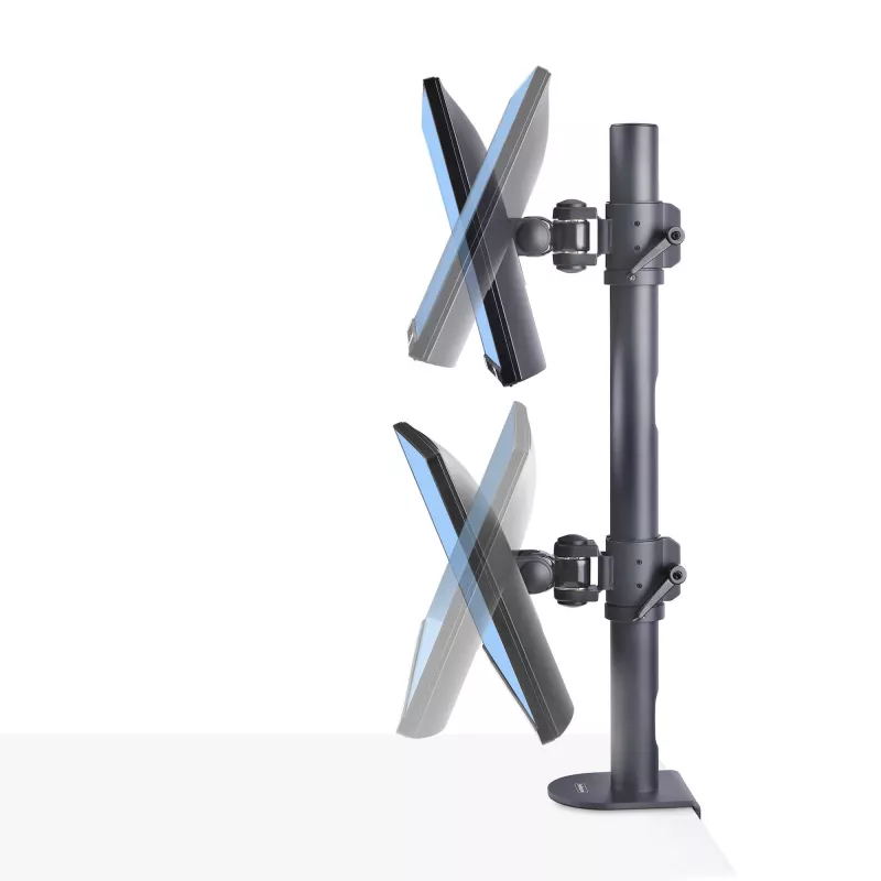 StarTech.com držiak na stôl pre 2 vertikálne stohované monitory, dual 49 palcov, celkovo 32 kg, C-svorka, Quick-Release VESA systém, širokouhlý 16:9/Ultraširoký 32:9, TAA