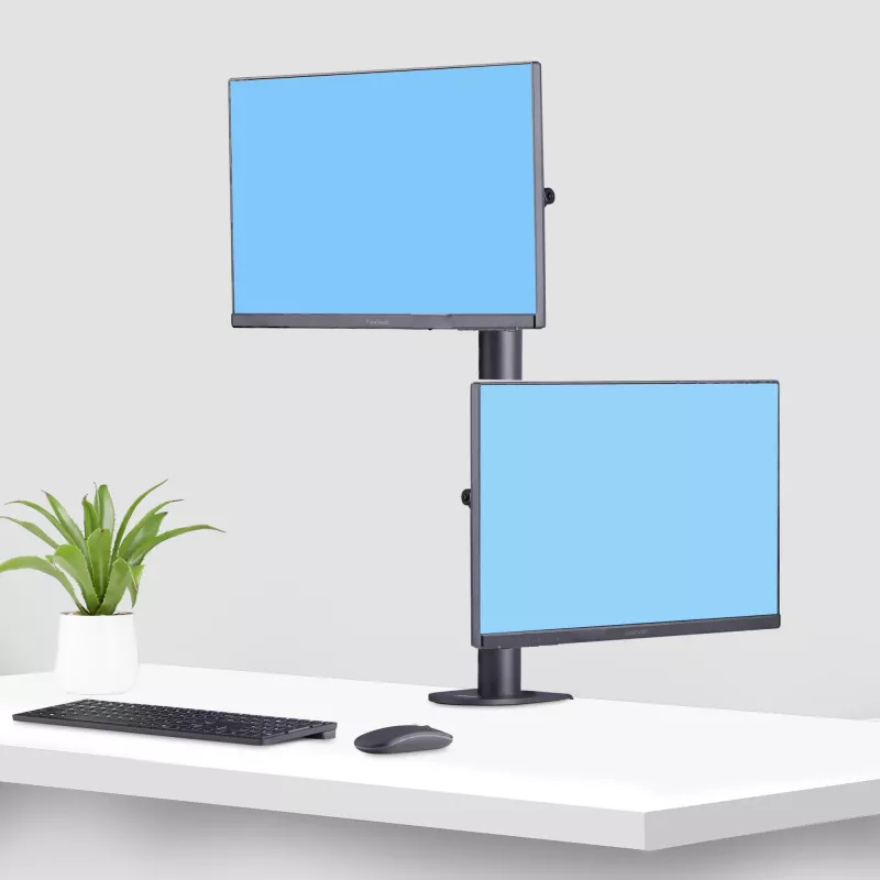 StarTech.com držiak na stôl pre 2 vertikálne stohované monitory, dual 49 palcov, celkovo 32 kg, C-svorka, Quick-Release VESA systém, širokouhlý 16:9/Ultraširoký 32:9, TAA