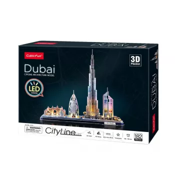 3D puzzle CubicFun City Line Dubai LED, 182 dielov, 532×48 mm, od 10 rokov