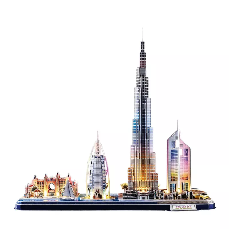 3D puzzle CubicFun City Line Dubai LED, 182 dielov, 532×48 mm, od 10 rokov