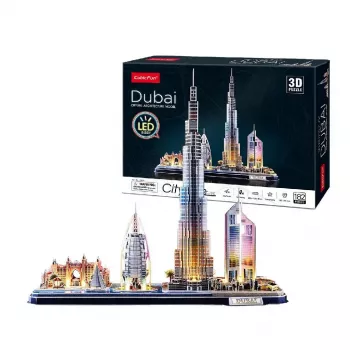 3D puzzle CubicFun City Line Dubai LED, 182 dielov, 532×48 mm, od 10 rokov