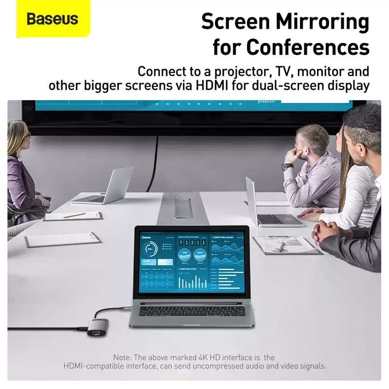 Baseus Metal Gleam USB 3.2 Gen 1 Type-C sivá 100 W Power Delivery 4K Ultra HD