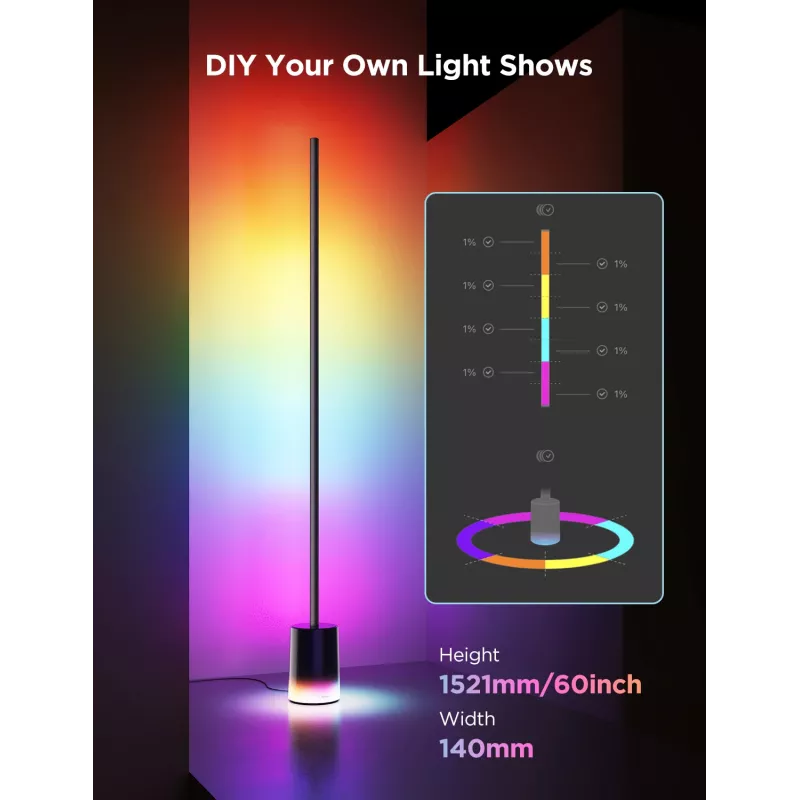 Govee Floor Lamp 2 stojacia lampa, pripravená na Matter, čierna