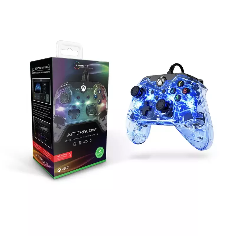 PDP Afterglow drôtový ovládač, modrý/transparentný, USB, Xbox One, Series X/S