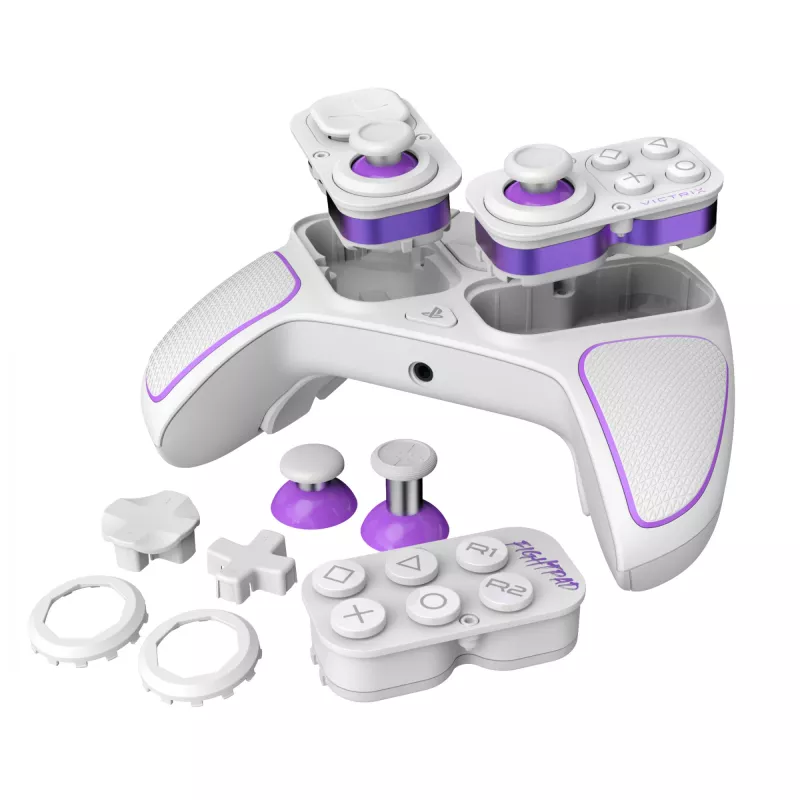 Gamepad VICTRIX 052-002-WH drôtový & bezdrôtový RF/USB, USB-C, 2000mAh, PC/PS4/PS5, fialová/biela