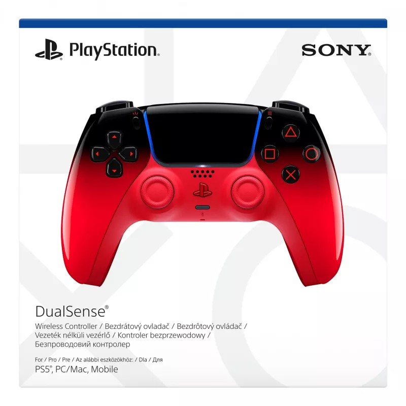 Gamepad Sony DualSense pre PlayStation 5 – Bluetooth/USB, batéria, čierna/červená, USB-C, 188×69×189 mm