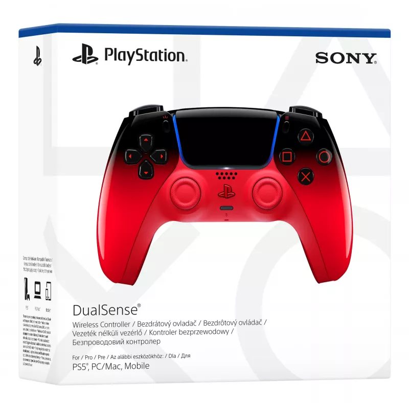 Gamepad Sony DualSense pre PlayStation 5 – Bluetooth/USB, batéria, čierna/červená, USB-C, 188×69×189 mm