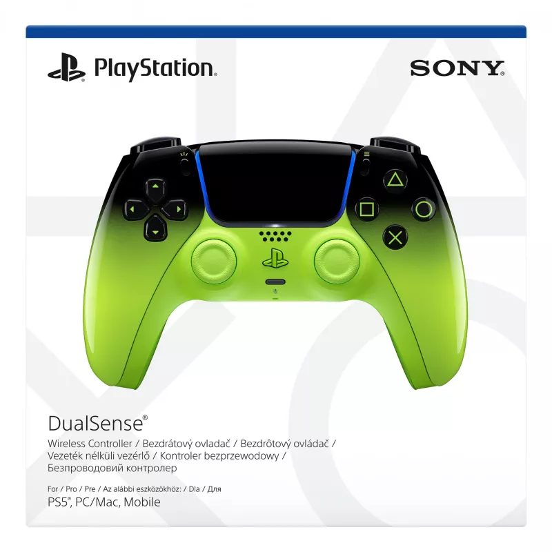 Gamepad Sony DualSense pre PlayStation 5 — Bluetooth/USB, čierna/zelená, analógový/digitálny, USB-C