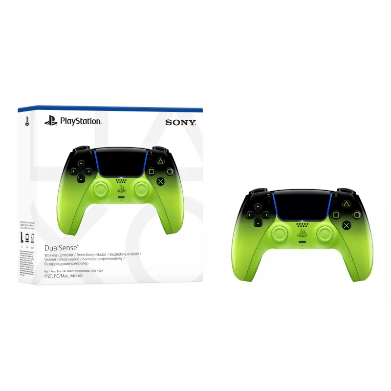 Gamepad Sony DualSense pre PlayStation 5 — Bluetooth/USB, čierna/zelená, analógový/digitálny, USB-C