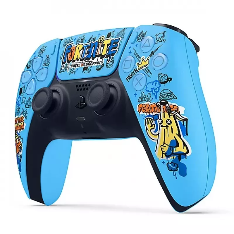 Gamepad Sony DualSense Wireless PlayStation 5 ovládač — model 9593973, modrá, dizajn Fortnite, Bluetooth/USB, na batérie