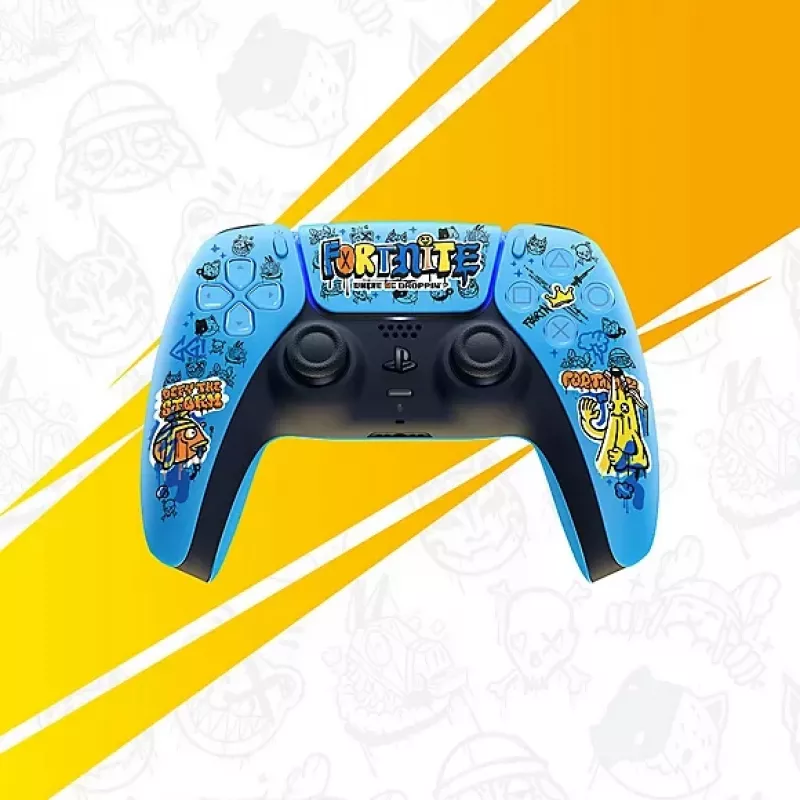 Gamepad Sony DualSense Wireless PlayStation 5 ovládač — model 9593973, modrá, dizajn Fortnite, Bluetooth/USB, na batérie