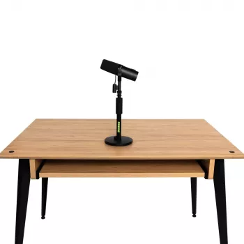 Stolný mikrofónny stojan Shure SH-DESKTOP1, okrúhla kovová základňa, závit 3/8 palca, výška 26,7–40,6 cm, čierny