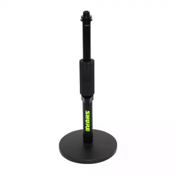 Stolný mikrofónny stojan Shure SH-DESKTOP1, okrúhla kovová základňa, závit 3/8 palca, výška 26,7–40,6 cm, čierny