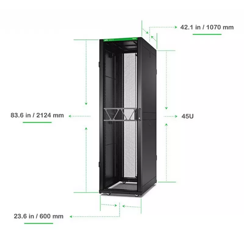 APC NetShelter SX Server Rack Gen 2, 45U, 2124H x 600W x 1070D mm, s bočnými stenami, čierny