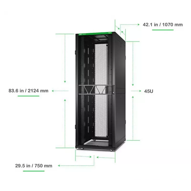 APC NetShelter SX Server Rack Gen 2, 45U, 2124H x 750W x 1070D mm, s bočnými stenami, čierny