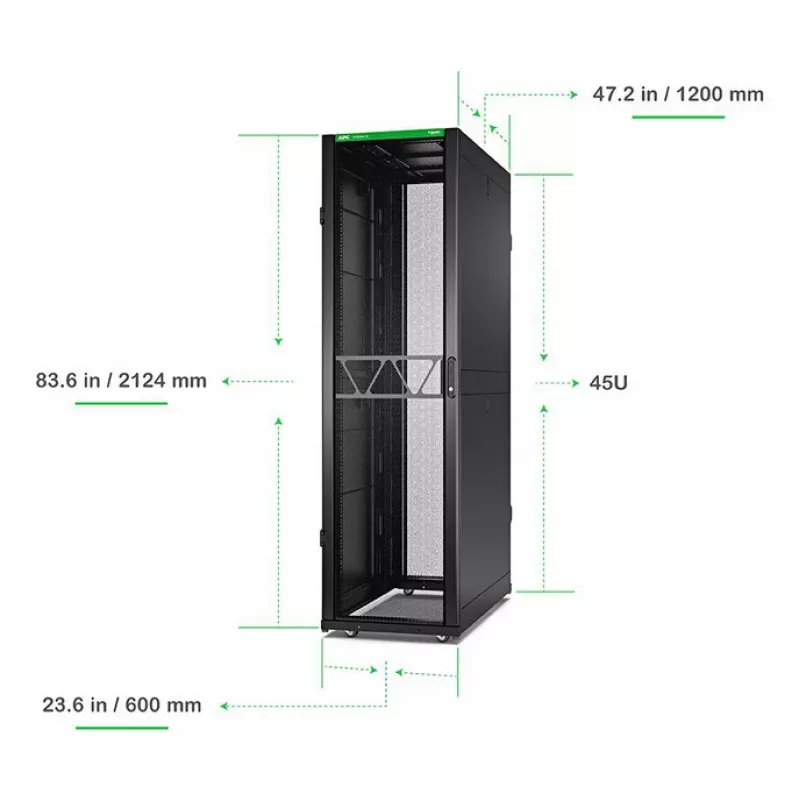 APC NetShelter SX Server Rack Gen 2, 45U, 2124H x 600W x 1200D mm, s bočnicami, čierna