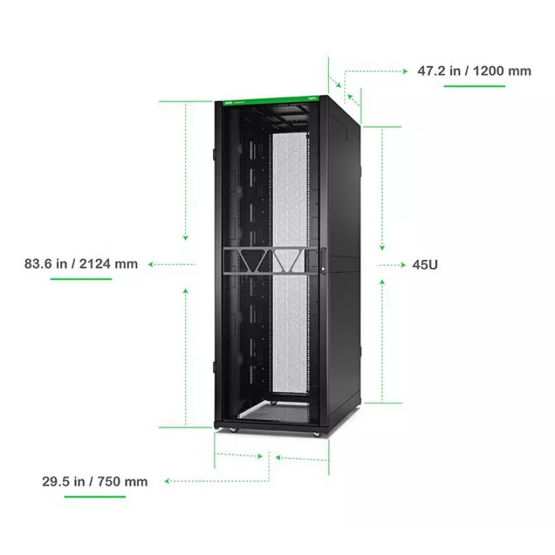 APC NetShelter SX Server Rack Gen 2, 45HE, 2124H x 750B x 1200T mm, s bočnicami, čierna