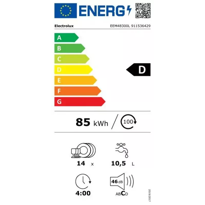Vstavaná umývačka riadu Electrolux SatelliteClean EEM48300L, 14 súprav riadu, 46 dB