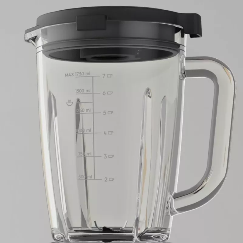 Stolový mixér Electrolux E6TB1-6ST — 1,75 L misa, 1400 W, otočný ovládač, čierny/nehrdzavejúca oceľ/transparentný