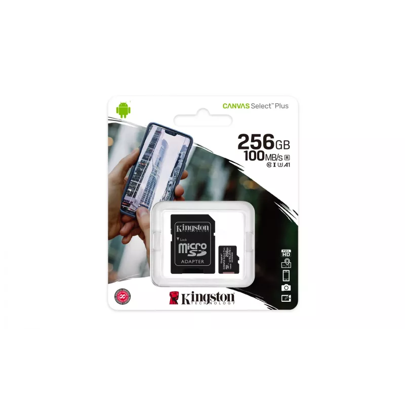 Kingston Technology Canvas Select 256GB micSDXC Plus 100R A1 C10 karta + adaptér