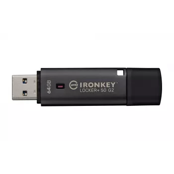 USB flash disk KINGSTON IronKey Locker Plus 50 G2 64 GB, USB Type-A, USB 3.2 Gen 1, AES-256, FIPS 197