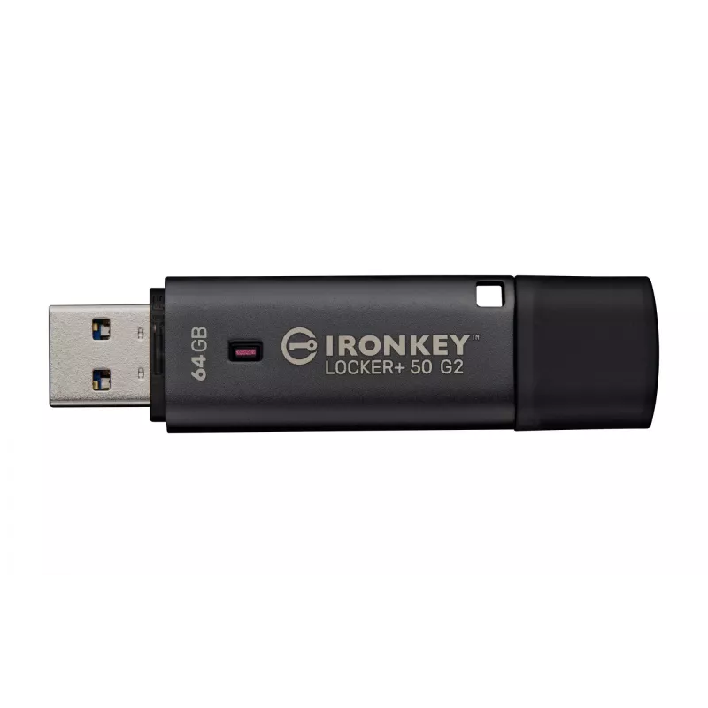 USB flash disk KINGSTON IronKey Locker Plus 50 G2 64 GB, USB Type-A, USB 3.2 Gen 1, AES-256, FIPS 197