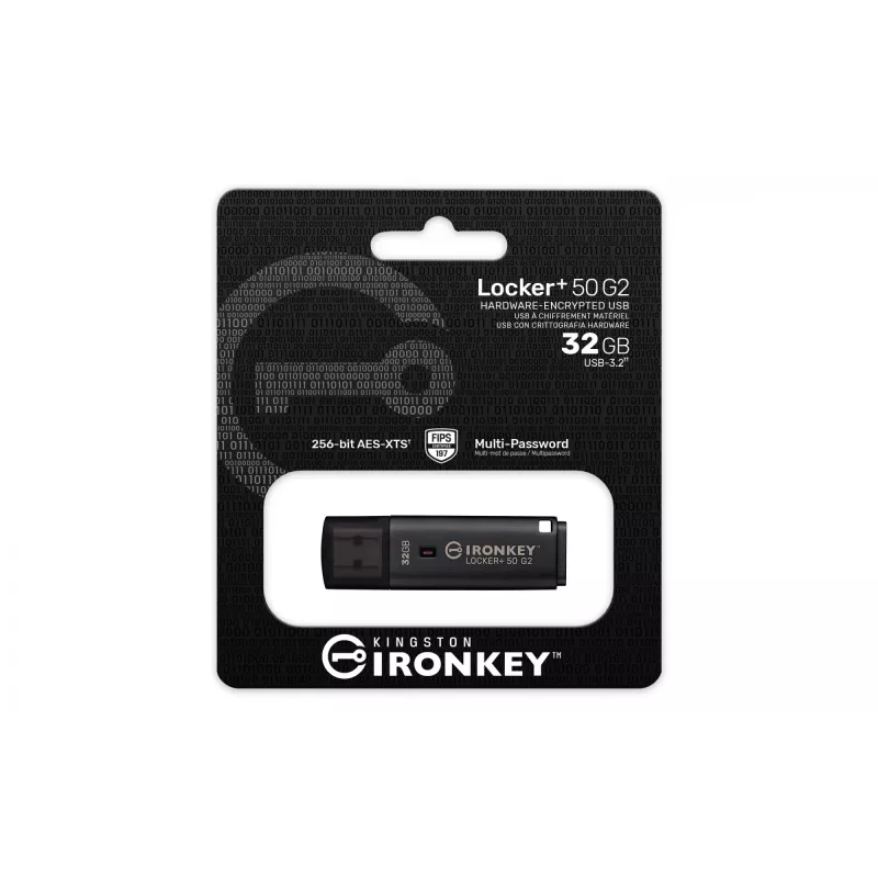 USB flash disk KINGSTON IronKey Locker Plus 50 G2 32 GB, USB 3.2 Gen 1 Type-A, AES-256, FIPS 197