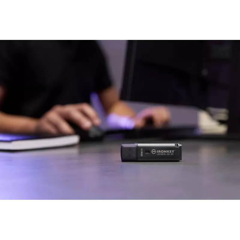 USB flash disk KINGSTON IronKey Locker Plus 50 G2 256 GB, USB Type-A, USB 3.2 Gen 1, AES-256, FIPS 197
