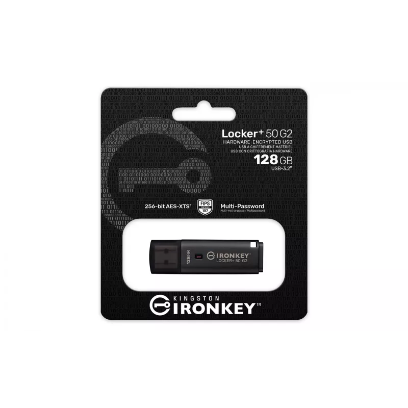 USB flash disk KINGSTON IronKey Locker Plus 50 G2 128GB, USB Type-A, USB 3.2 Gen 1, AES-256, FIPS 197