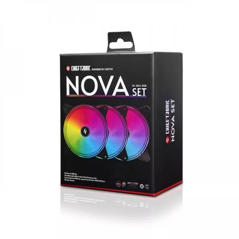 Chieftec Chieftronic Nova sada ventilátorov 12 cm čierna 3 ks