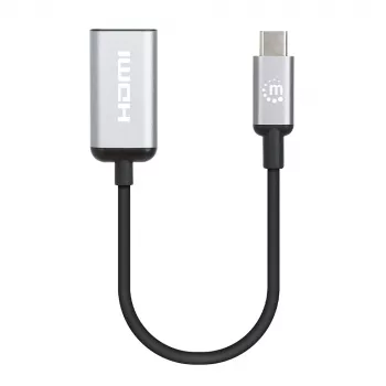 Manhattan USB-C na HDMI kábel, 4K@60Hz, 5 Gbit/s (USB 3.2 Gen1 alias USB 3.0), 15 cm, čierny, konektor samec na konektor samica, tri roky záruka