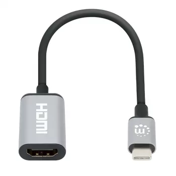 Manhattan USB-C na HDMI kábel, 4K@60Hz, 5 Gbit/s (USB 3.2 Gen1 alias USB 3.0), 15 cm, čierny, konektor samec na konektor samica, tri roky záruka