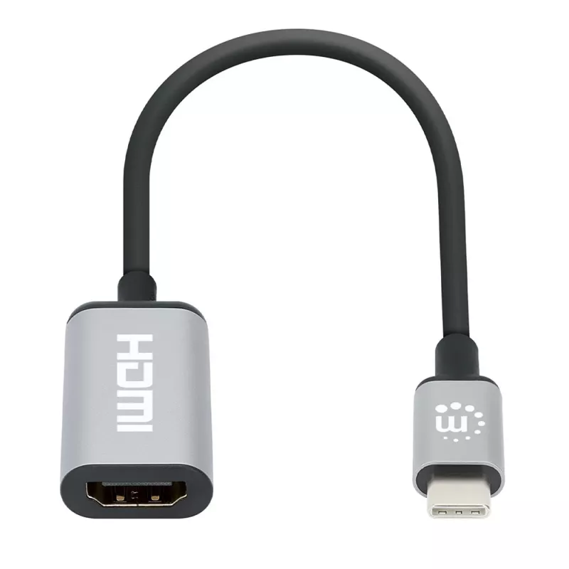 Manhattan USB-C na HDMI kábel, 4K@60Hz, 5 Gbit/s (USB 3.2 Gen1 alias USB 3.0), 15 cm, čierny, konektor samec na konektor samica, tri roky záruka
