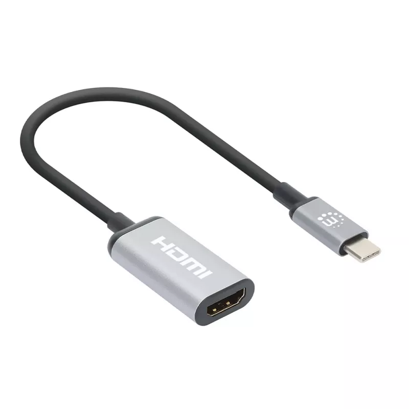 Manhattan USB-C na HDMI kábel, 4K@60Hz, 5 Gbit/s (USB 3.2 Gen1 alias USB 3.0), 15 cm, čierny, konektor samec na konektor samica, tri roky záruka