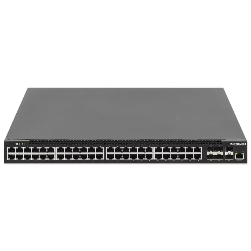 Intellinet 54-port L3 Fully Managed PoE+ Switch so 48 Gigabit Ethernet portami a 6 SFP+ uplinkmi