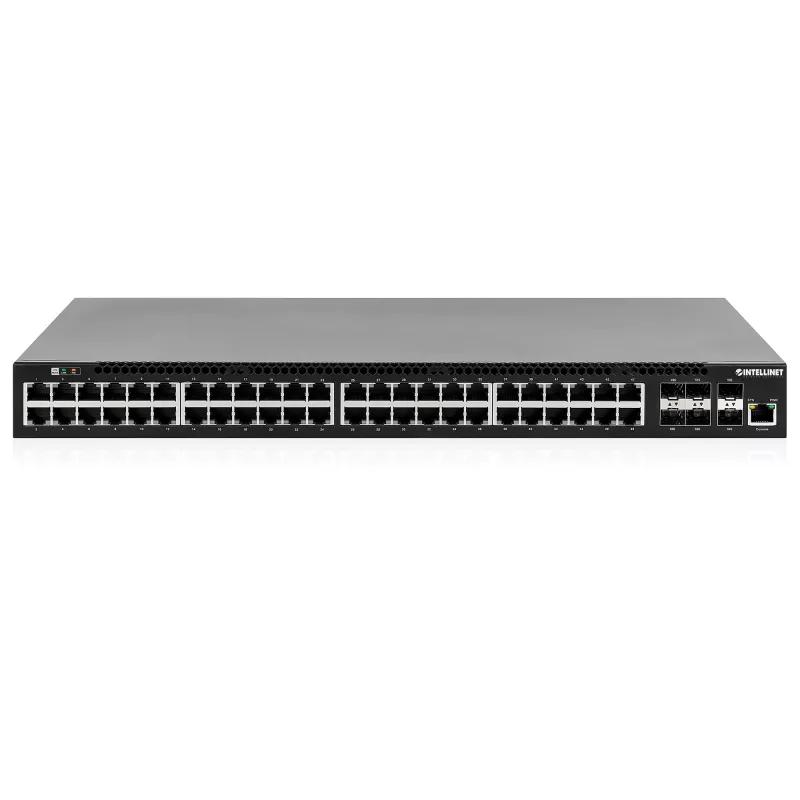 Intellinet 54-port L3 Fully Managed PoE+ Switch so 48 Gigabit Ethernet portami a 6 SFP+ uplinkmi